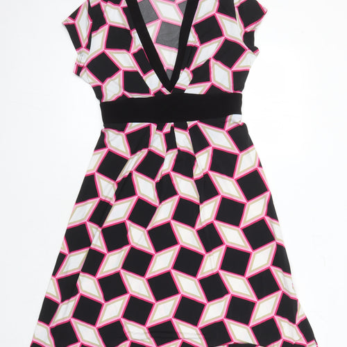 Principles Womens Multicoloured Geometric Polyester A-Line Size 12 V-Neck