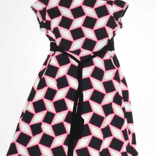 Principles Womens Multicoloured Geometric Polyester A-Line Size 12 V-Neck