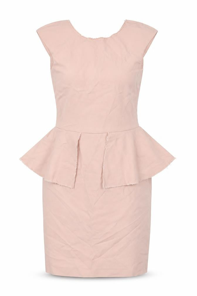 Zara Womens Pink Cotton Pencil Dress Size XS Boat Neck Zip - Pendulum waist