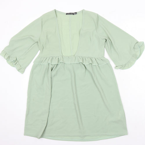 I SAW IT FIRST Womens Green Polyester A-Line Size 8 V-Neck