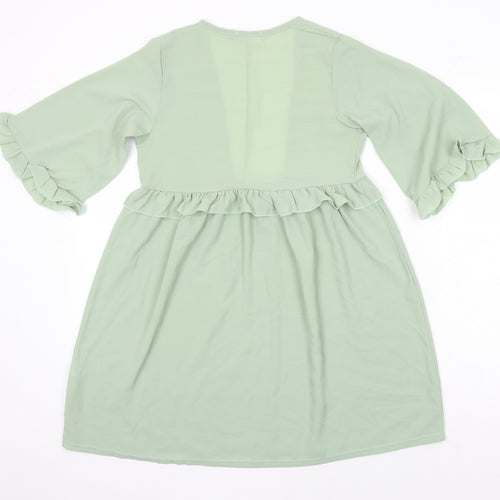 I SAW IT FIRST Womens Green Polyester A-Line Size 8 V-Neck