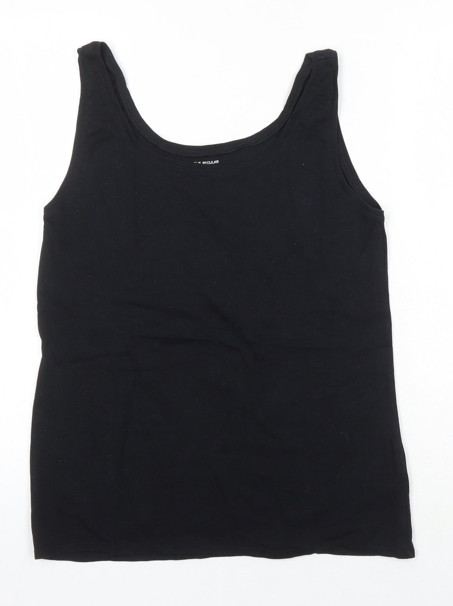 M&S Womens Black 100% Cotton Basic T-Shirt Size 16 Boat Neck