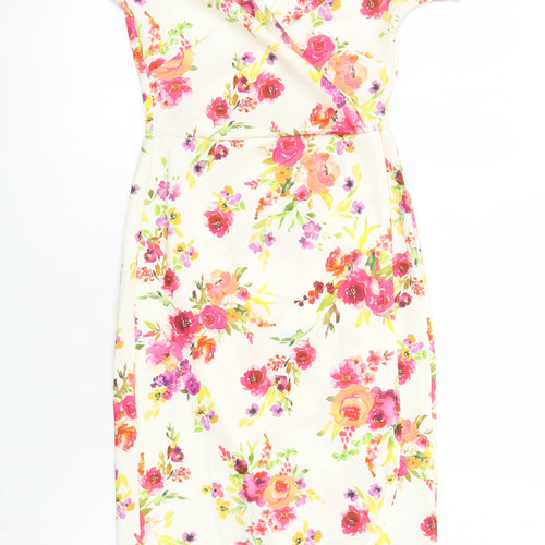 Pixie Girl Womens Multicoloured Floral Polyester Pencil Dress Size 8 V-Neck