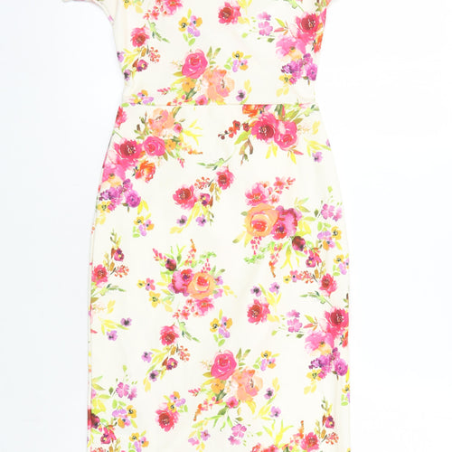 Pixie Girl Womens Multicoloured Floral Polyester Pencil Dress Size 8 V-Neck