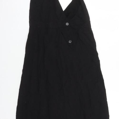 H&M Womens Black Lyocell Pinafore/Dungaree Dress Size 8 V-Neck