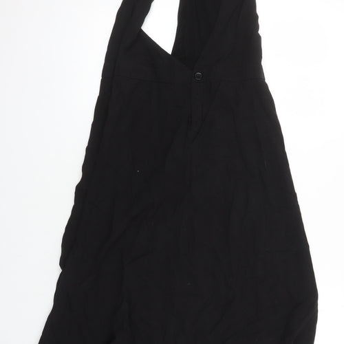 H&M Womens Black Lyocell Pinafore/Dungaree Dress Size 8 V-Neck