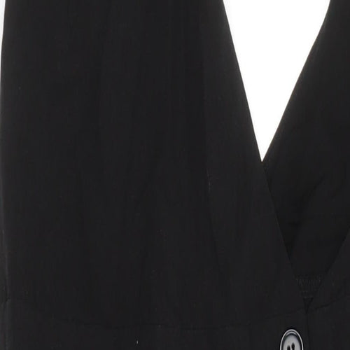 H&M Womens Black Lyocell Pinafore/Dungaree Dress Size 8 V-Neck