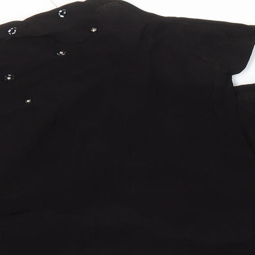 River Island Womens Black Viscose Tunic Blouse Size 18 Boat Neck - Beaded Detail