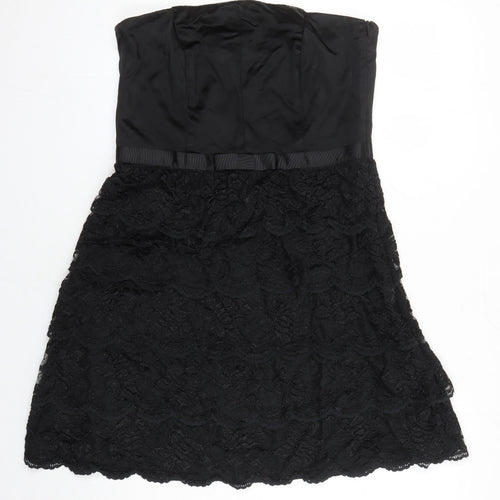 Oasis Womens Black Acetate A-Line Size 16 Off the Shoulder