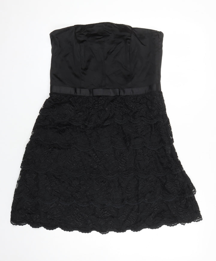 Oasis Womens Black Acetate A-Line Size 16 Off the Shoulder