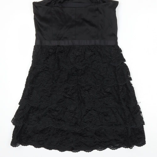Oasis Womens Black Acetate A-Line Size 16 Off the Shoulder