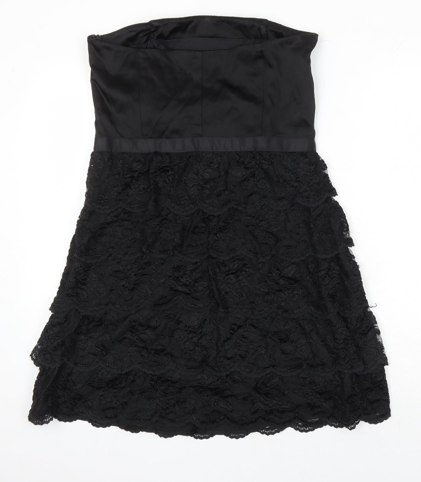 Oasis Womens Black Acetate A-Line Size 16 Off the Shoulder