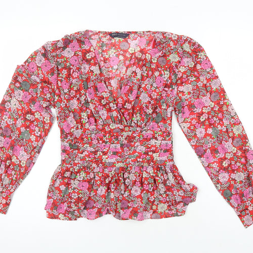 M&S Womens Multicoloured Floral Polyester Tunic Blouse Size 6 Sweetheart