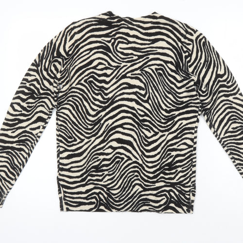 M&S Collection Womens Multicoloured V-Neck Animal Print Acrylic Pullover Jumper Size S