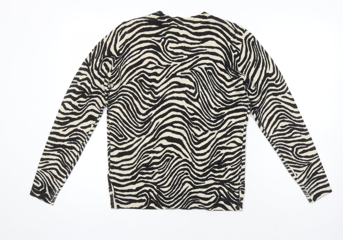 M&S Collection Womens Multicoloured V-Neck Animal Print Acrylic Pullover Jumper Size S