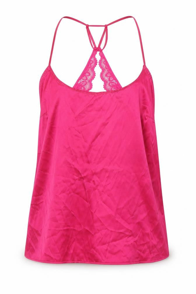Marks & Spencer Womens Pink Solid Polyester Cami Pyjama Top Size L