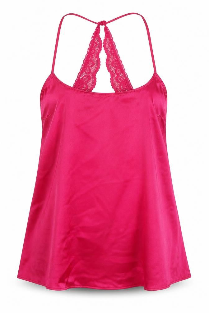 Marks & Spencer Womens Pink Solid Polyester Cami Pyjama Top Size 8