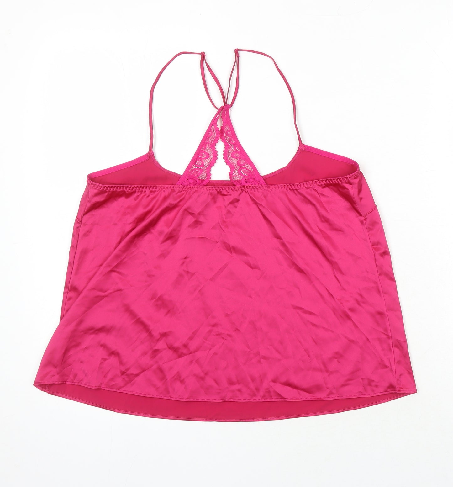 M&S Womens Pink Solid Polyester Cami Pyjama Top Size 8