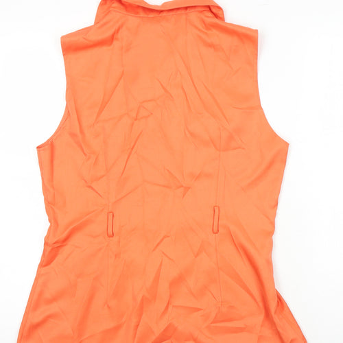 PRETTYLITTLETHING Womens Orange Polyester Tunic Button-Up Size 14 Collared