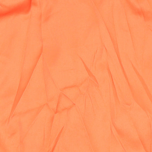 PRETTYLITTLETHING Womens Orange Polyester Tunic Button-Up Size 14 Collared