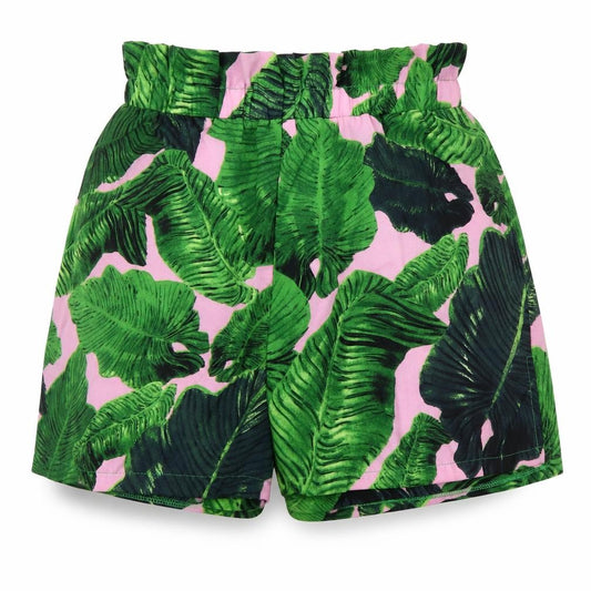 Front view of PRETTYLITTLETHING women’s multicoloured geometric polyester basic shorts, regular - elasticated waist