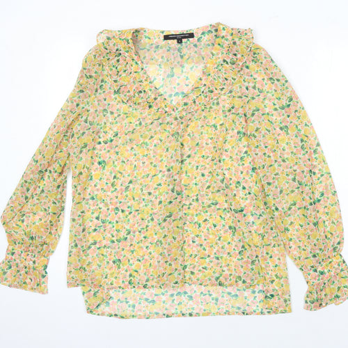 French Connection Womens Multicoloured Fair Isle Polycarbamide Tunic Blouse Size L V-Neck