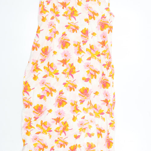 ASOS Womens Multicoloured Floral Cotton Pencil Dress Size 12 Square Neck Zip - Back split