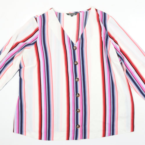 Bonmarché Womens Multicoloured Striped Polyester Tunic Blouse Size 22 V-Neck