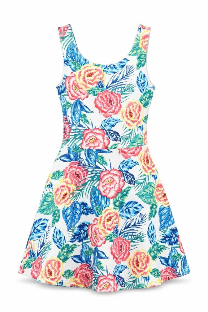 H&M Womens Multicoloured Floral Polyester Fit & Flare Size 6 Boat Neck