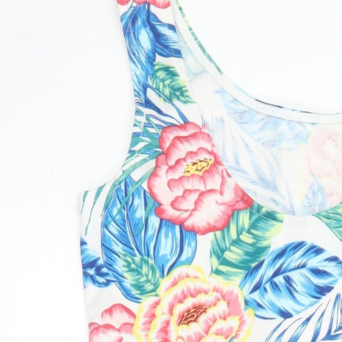 H&M Womens Multicoloured Floral Polyester Fit & Flare Size 6 Boat Neck