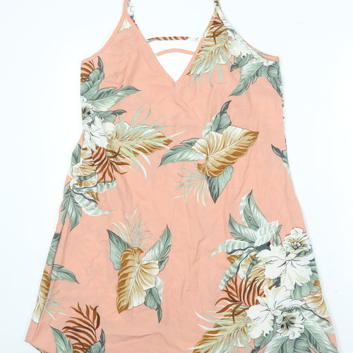 Emery Rose Womens Multicoloured Floral Polyester Tunic Blouse Size L V-Neck