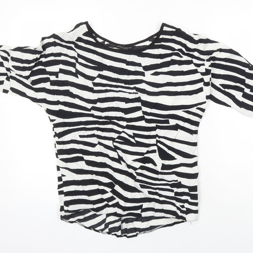 Dorothy Perkins Womens Multicoloured Animal Print Viscose Tunic Blouse Size 6 Boat Neck