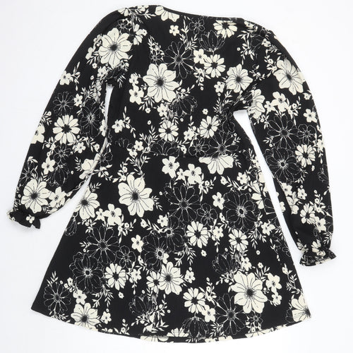 Dorothy Perkins Womens Multicoloured Floral Polyester A-Line Size 14 V-Neck