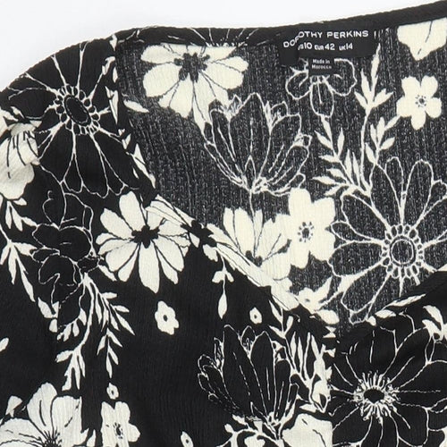 Dorothy Perkins Womens Multicoloured Floral Polyester A-Line Size 14 V-Neck