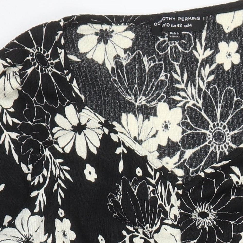 Dorothy Perkins Womens Multicoloured Floral Polyester A-Line Size 14 V-Neck