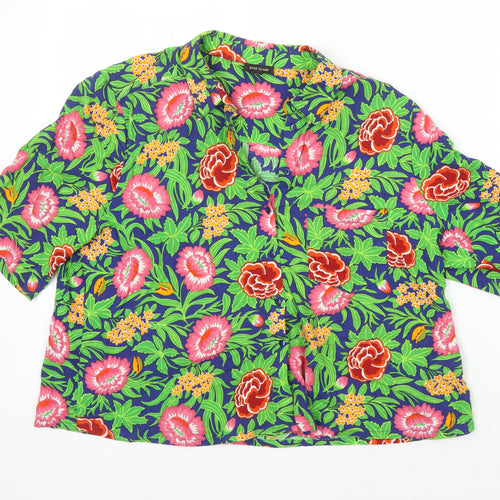 River Island Womens Multicoloured Floral Viscose Tunic Blouse Size 12 Collared