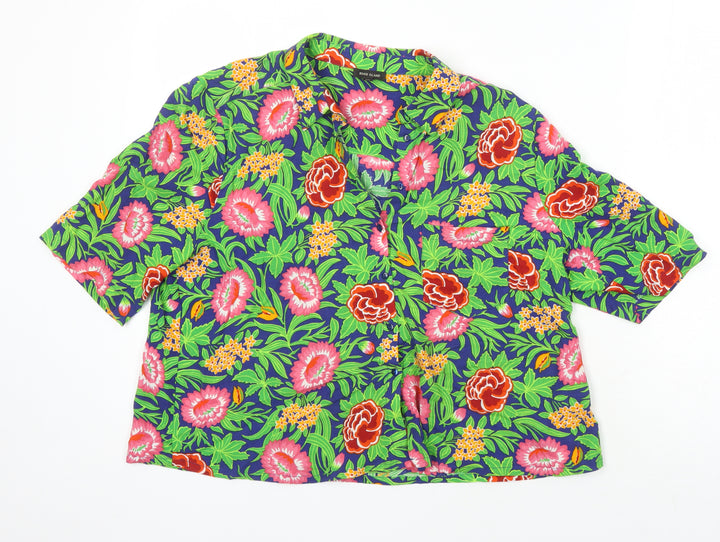River Island Womens Multicoloured Floral Viscose Tunic Blouse Size 12 Collared