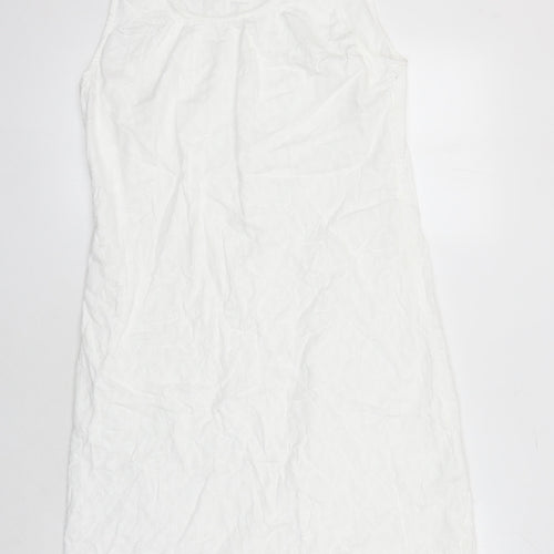 Adini Womens White 100% Cotton Shift Size M Scoop Neck
