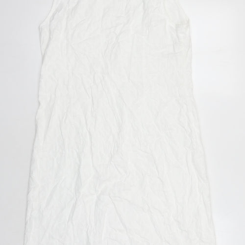 Adini Womens White 100% Cotton Shift Size M Scoop Neck