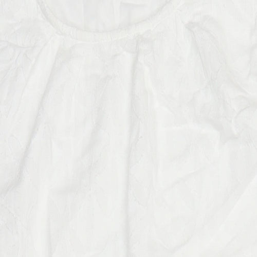 Adini Womens White 100% Cotton Shift Size M Scoop Neck