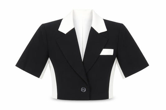 Front view of Romanni women’s black jacket, size UK 6, button