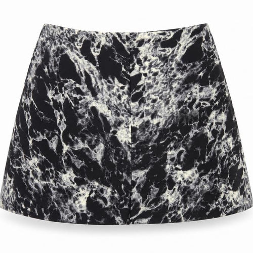 Marks and Spencer Womens Black Geometric Polyester Skater Skirt Size 14 Zip - Tie Dye