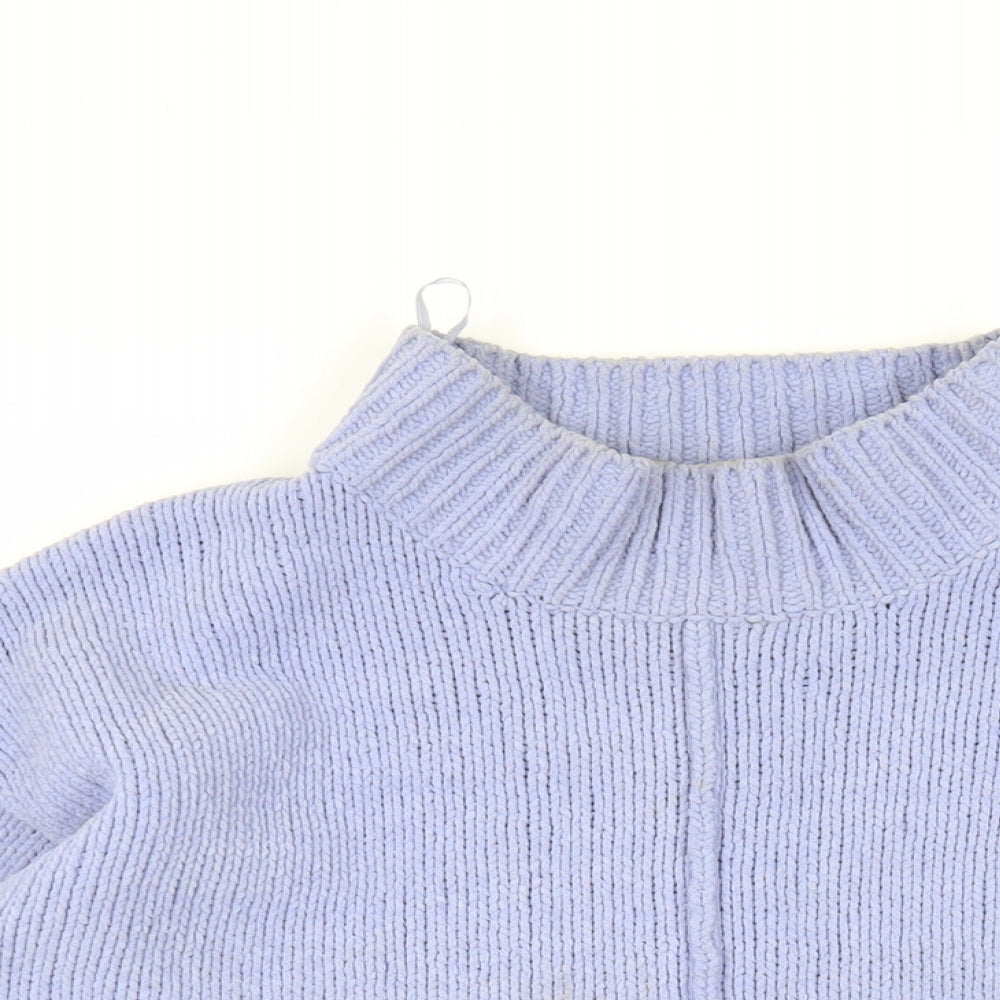 Marks and Spencer Womens Blue Mock Neck Polyester Pullover Jumper Size M