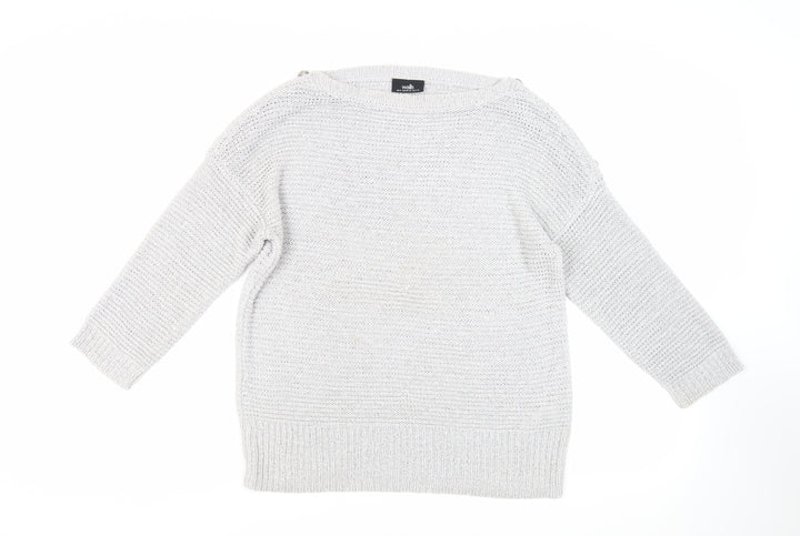 Wallis Womens Grey Boat Neck Acrylic Pullover Jumper Size M