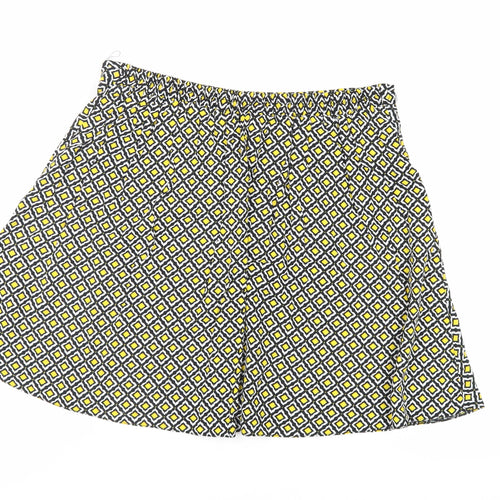 Dorothy Perkins Womens Black Geometric Polyester Skater Skirt Size 14 - Elasticated Waist