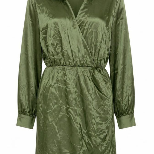 Zara Womens Green Viscose Shirt Dress Size M Collared Zip