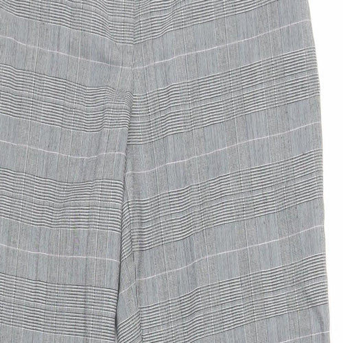 NEXT Womens Grey Plaid Polyester Trousers Size 8 L26 in Regular Zip - Short Length