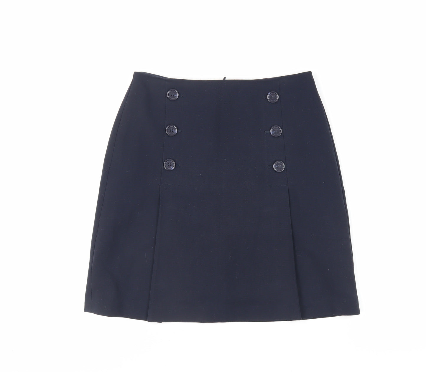 Marks and Spencer Womens Blue Polyester Mini Skirt Size 8 Zip - Lined