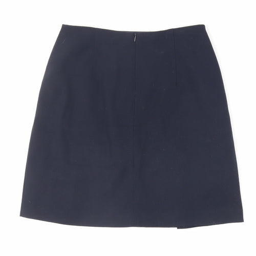 Marks and Spencer Womens Blue Polyester Mini Skirt Size 8 Zip - Lined