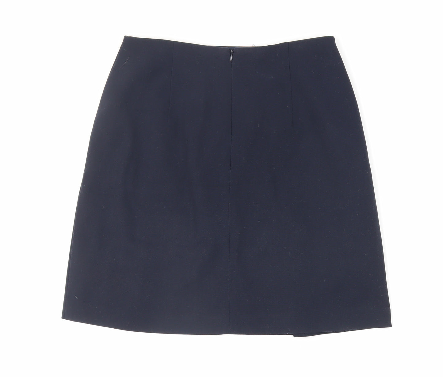 Marks and Spencer Womens Blue Polyester Mini Skirt Size 8 Zip - Lined